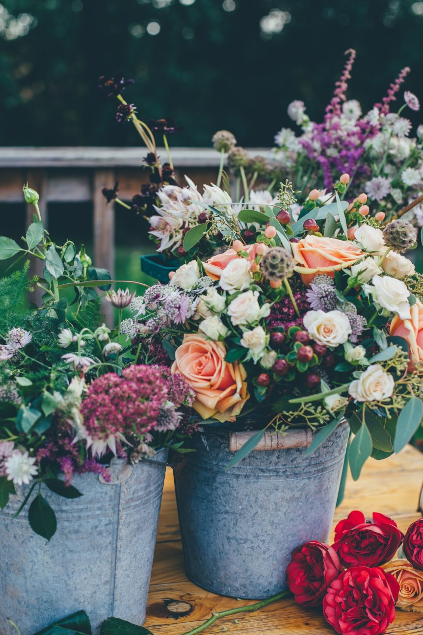 The Future of Weddings is Sustainable | Flower buckets | Zoe Binning Ltd